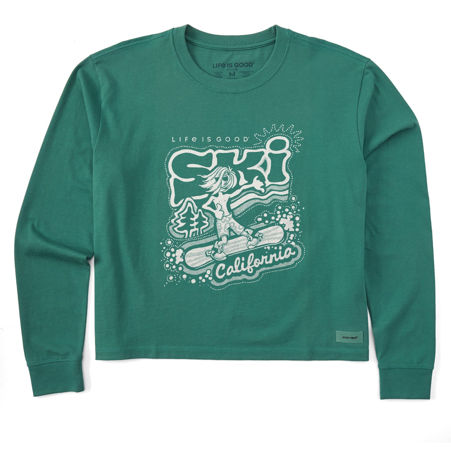 Women's Ski California Snowboard Long Sleeve Crusher Boxy Tee