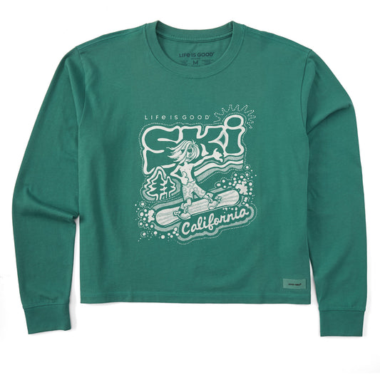 Women's Ski California Snowboard Long Sleeve Crusher Boxy Tee