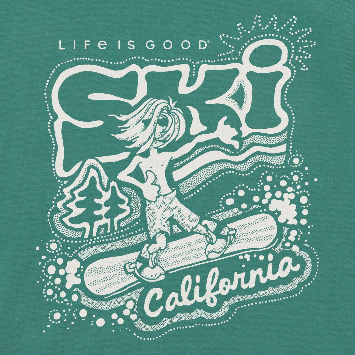 Women's Ski California Snowboard Long Sleeve Crusher Boxy Tee