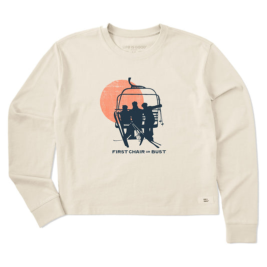 Women's First Chair or Bust Long Sleeve Crusher Boxy Tee