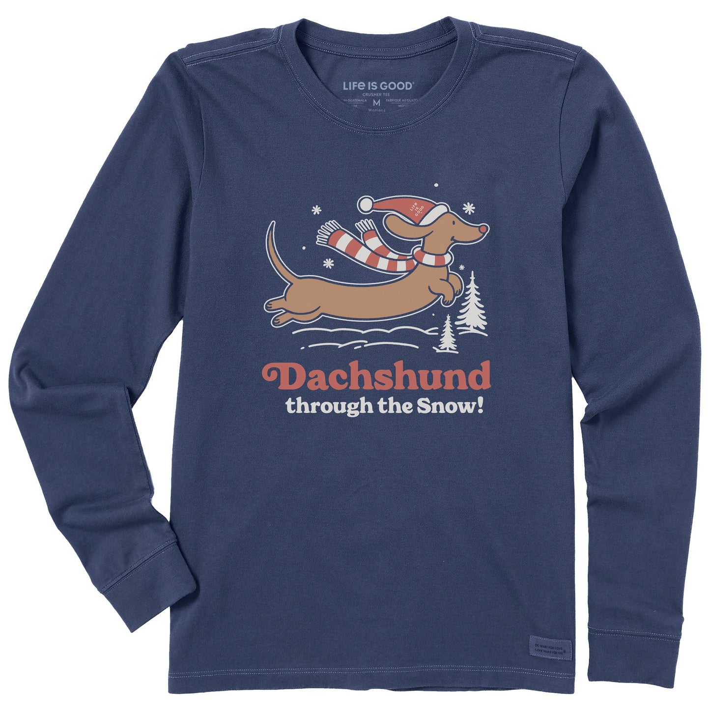 Women's Dachshund Through the Snow Long Sleeve Crusher Tee