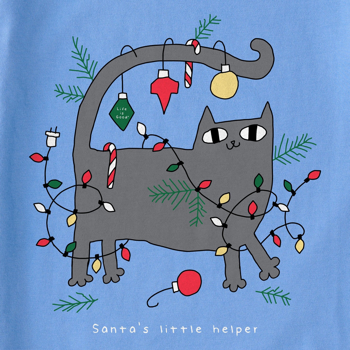 Women's Christmas Cat Long Sleeve Crusher Tee
