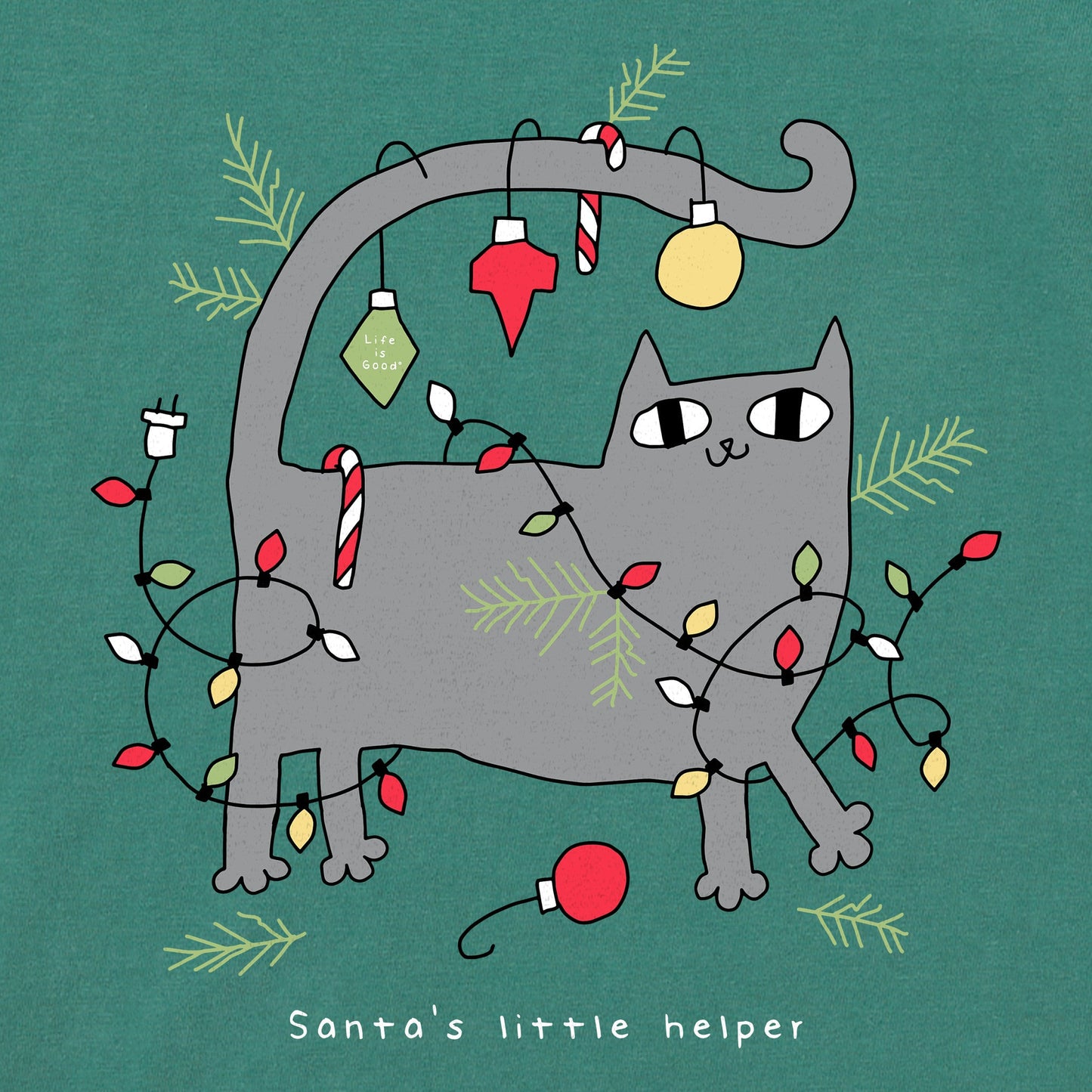 Women's Christmas Cat Long Sleeve Crusher Tee