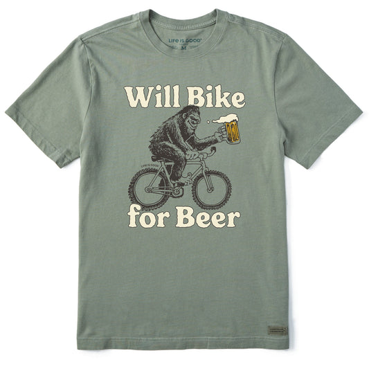 Men's Will Bike for Beer Short Sleeve Crusher Tee