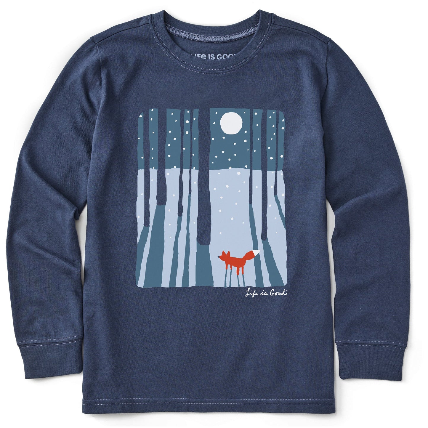 Kids Fox in the Moonlight Long Sleeve Crusher Tee