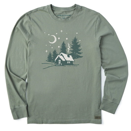Men's Moonlit Cottage Long Sleeve Crusher Tee