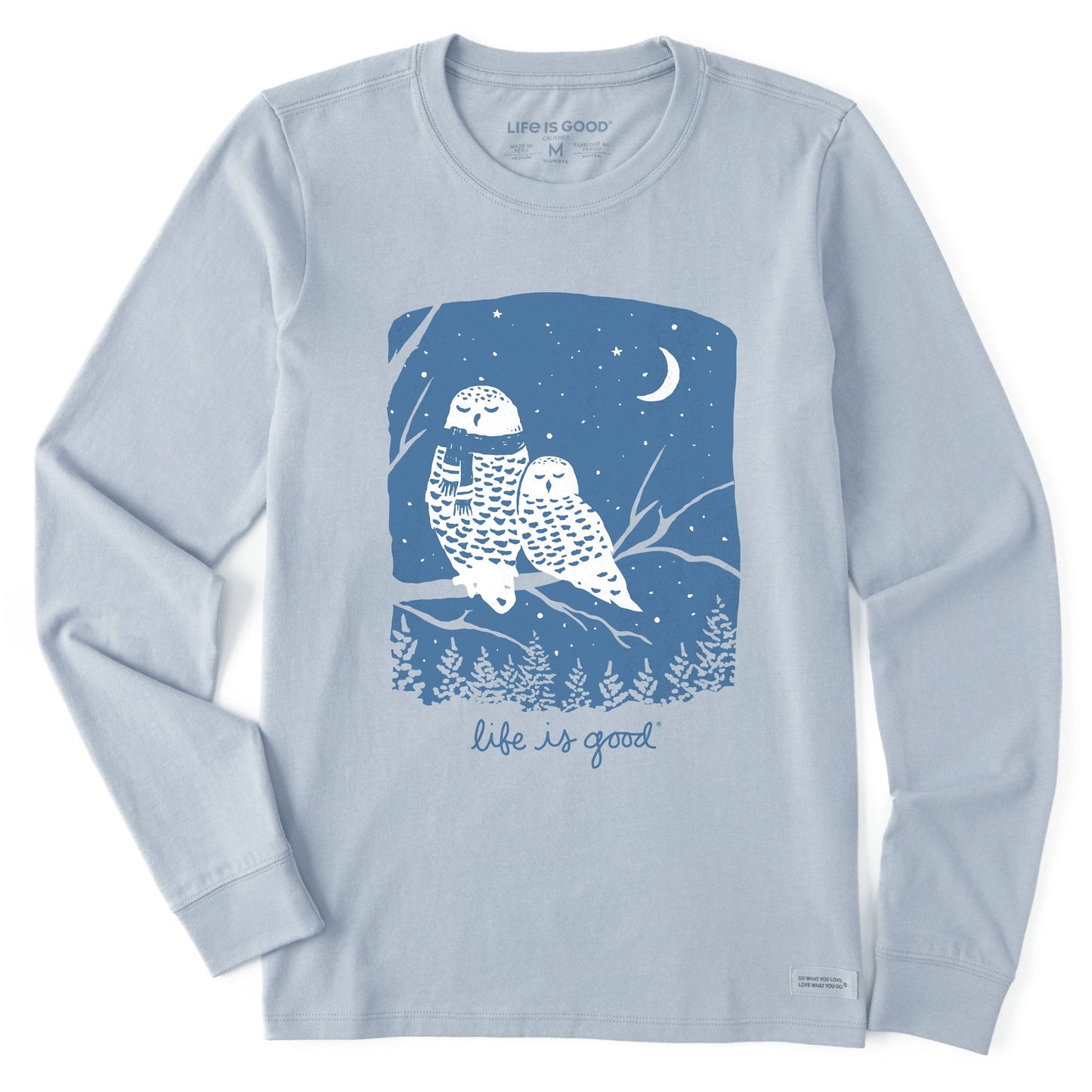 Women's Snowy Owl Cuddle Long Sleeve Crusher Tee