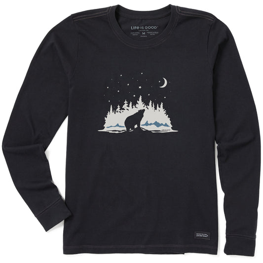 Women's Stargazing Bear Long Sleeve Crusher Tee