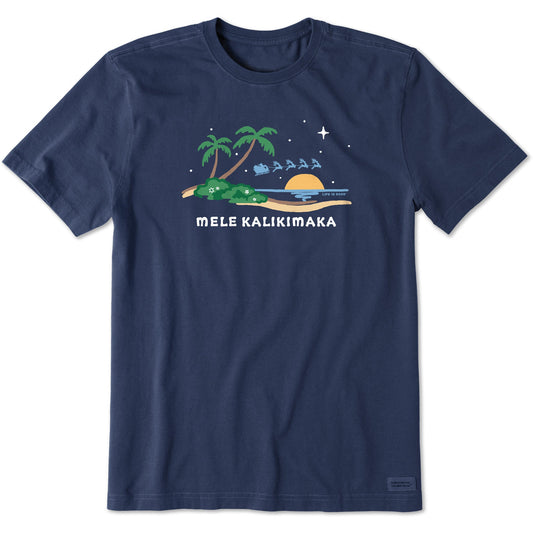 Men's Mele Kalikimaka Beach Short Sleeve Crusher Tee