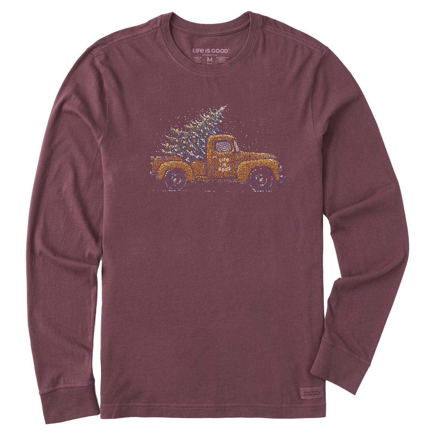 Men's Christmas Tree Truck Long Sleeve Crusher Tee