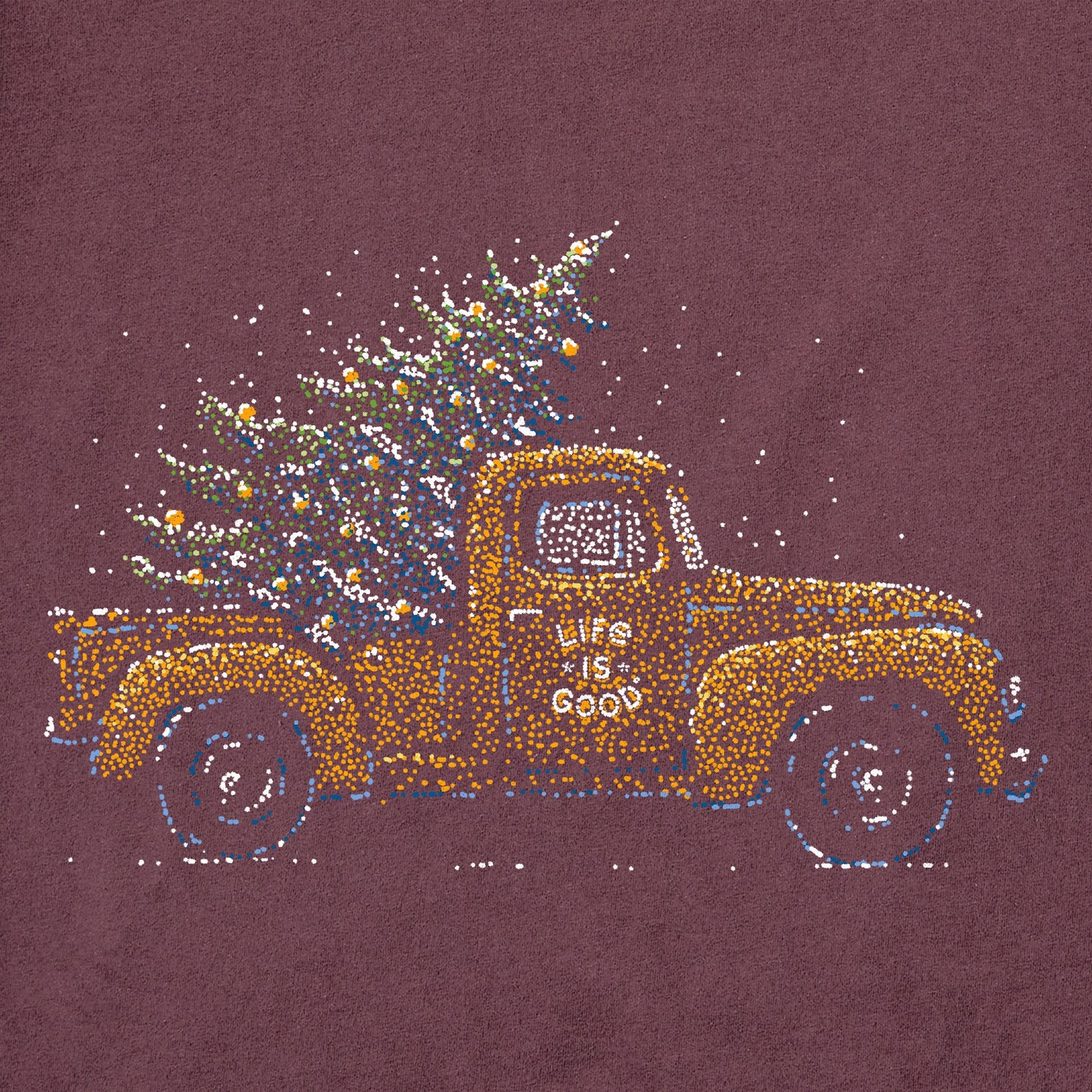 Men's Christmas Tree Truck Long Sleeve Crusher Tee