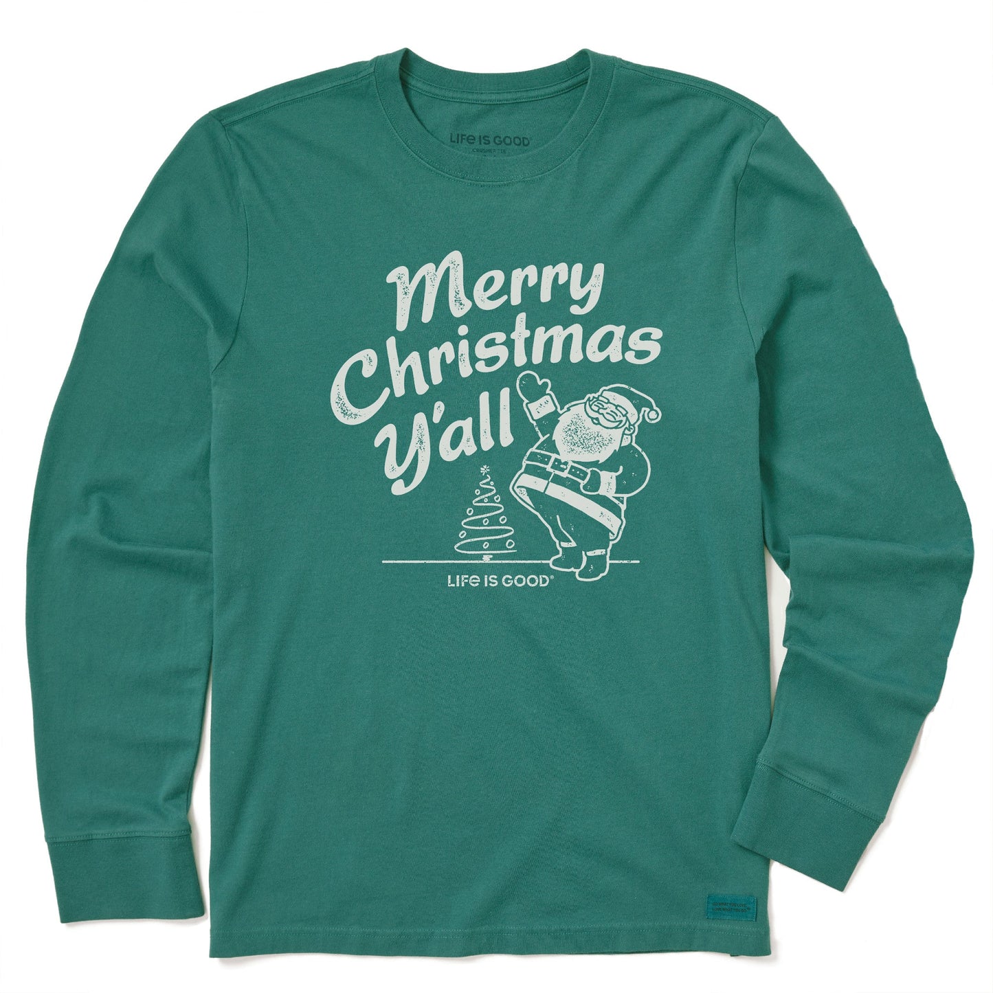 Men's Santa Merry Christmas Y'all Long Sleeve Crusher Tee