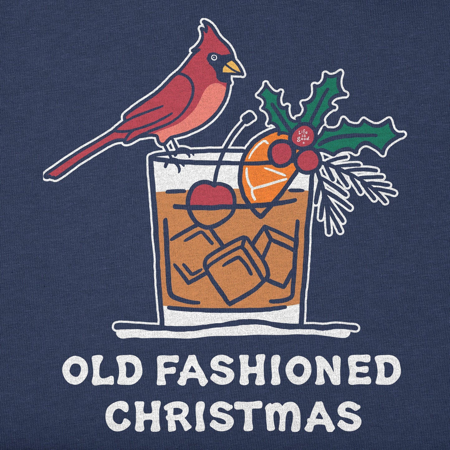 Men's Old Fashioned Christmas Cardinal Long Sleeve Crusher Tee