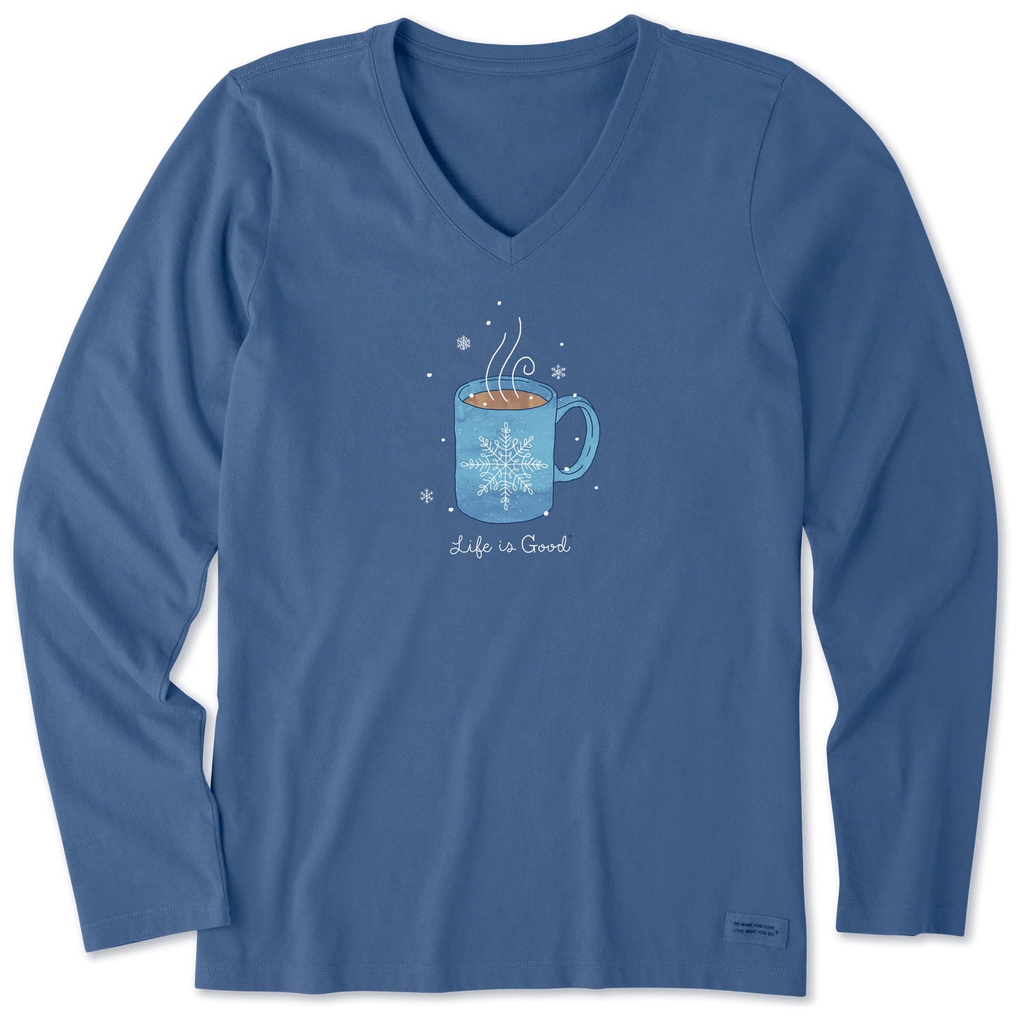 Women's Winter Snowflake Mug Long Sleeve Crusher Vee