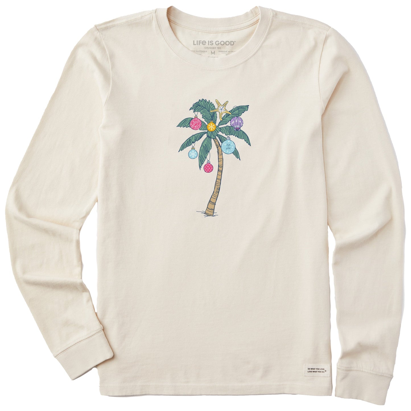 Women's Xmas Ornament Palm Tree Long Sleeve Crusher Tee