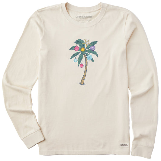 Women's Xmas Ornament Palm Tree Long Sleeve Crusher Tee