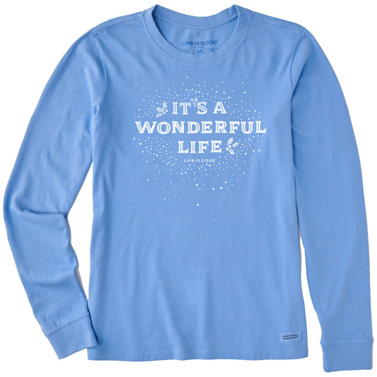 Women's Wordsmith It's a Wonderful Life Holly Long Sleeve Crusher Tee