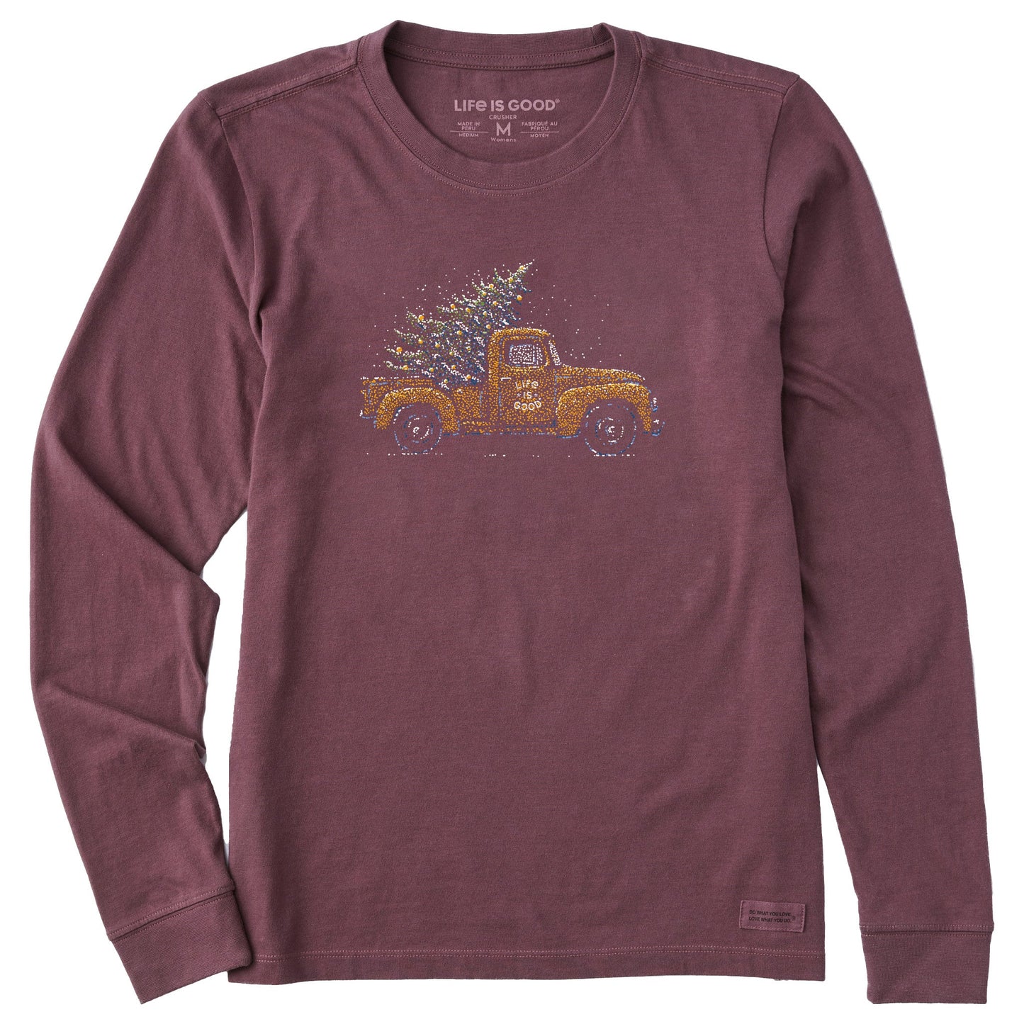 Women's Christmas Tree Truck Long Sleeve Crusher Tee