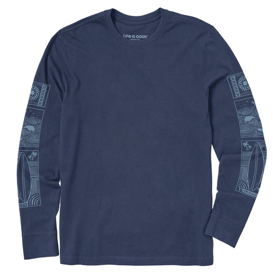 Men's Woodcut Beach Sleeve Long Sleeve Crusher Tee
