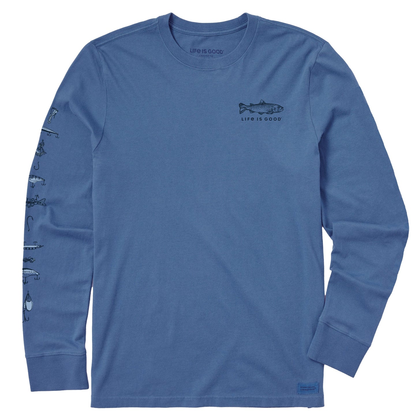 Men's Etched Simple Fish Long Sleeve Crusher Tee