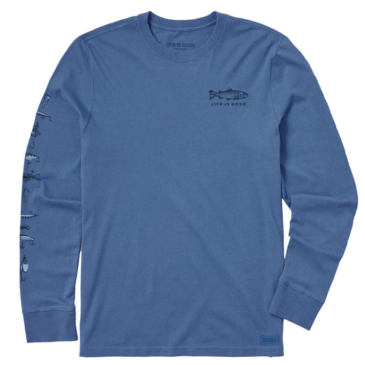 Men's Etched Simple Fish Long Sleeve Crusher Tee