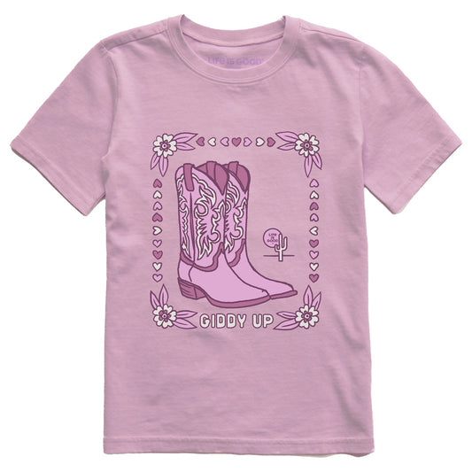 Kids Giddy Up Flora Boots Short Sleeve Crusher Tee