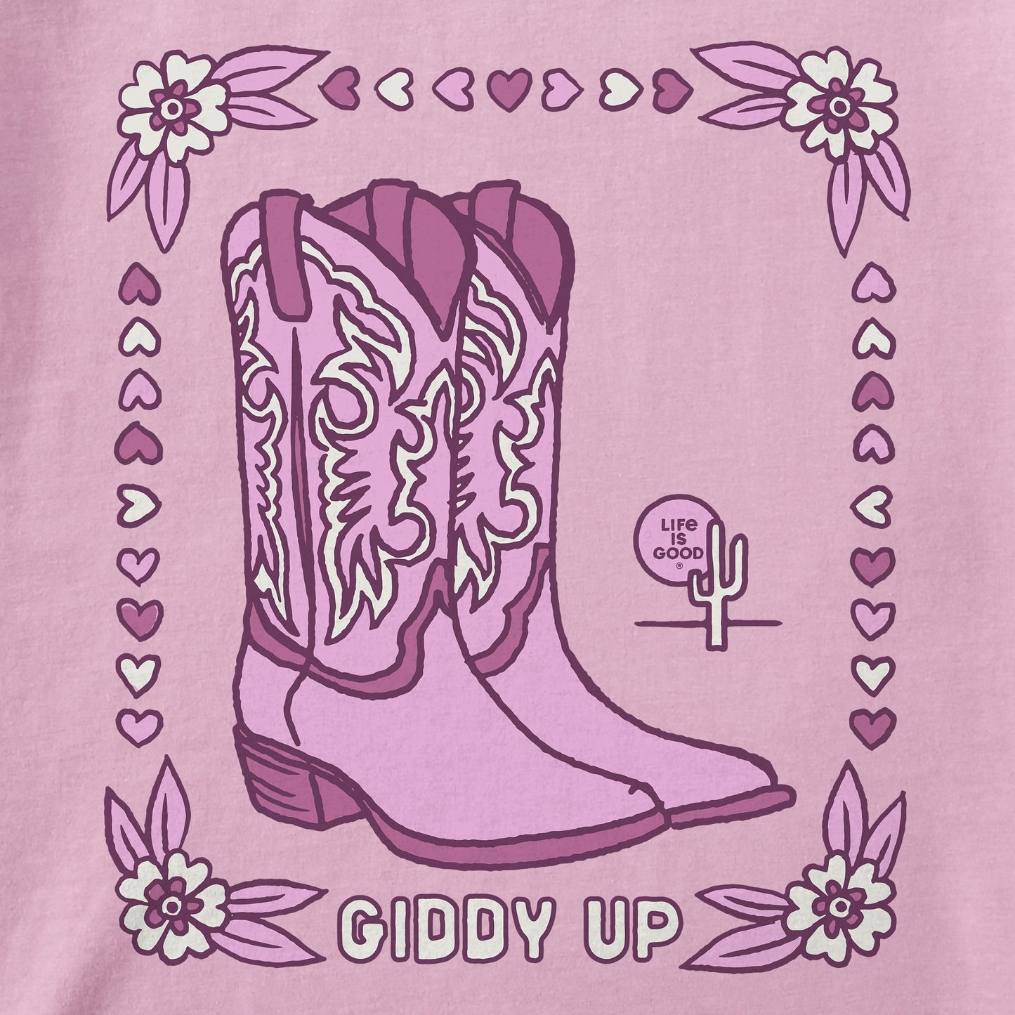 Kids Giddy Up Flora Boots Short Sleeve Crusher Tee