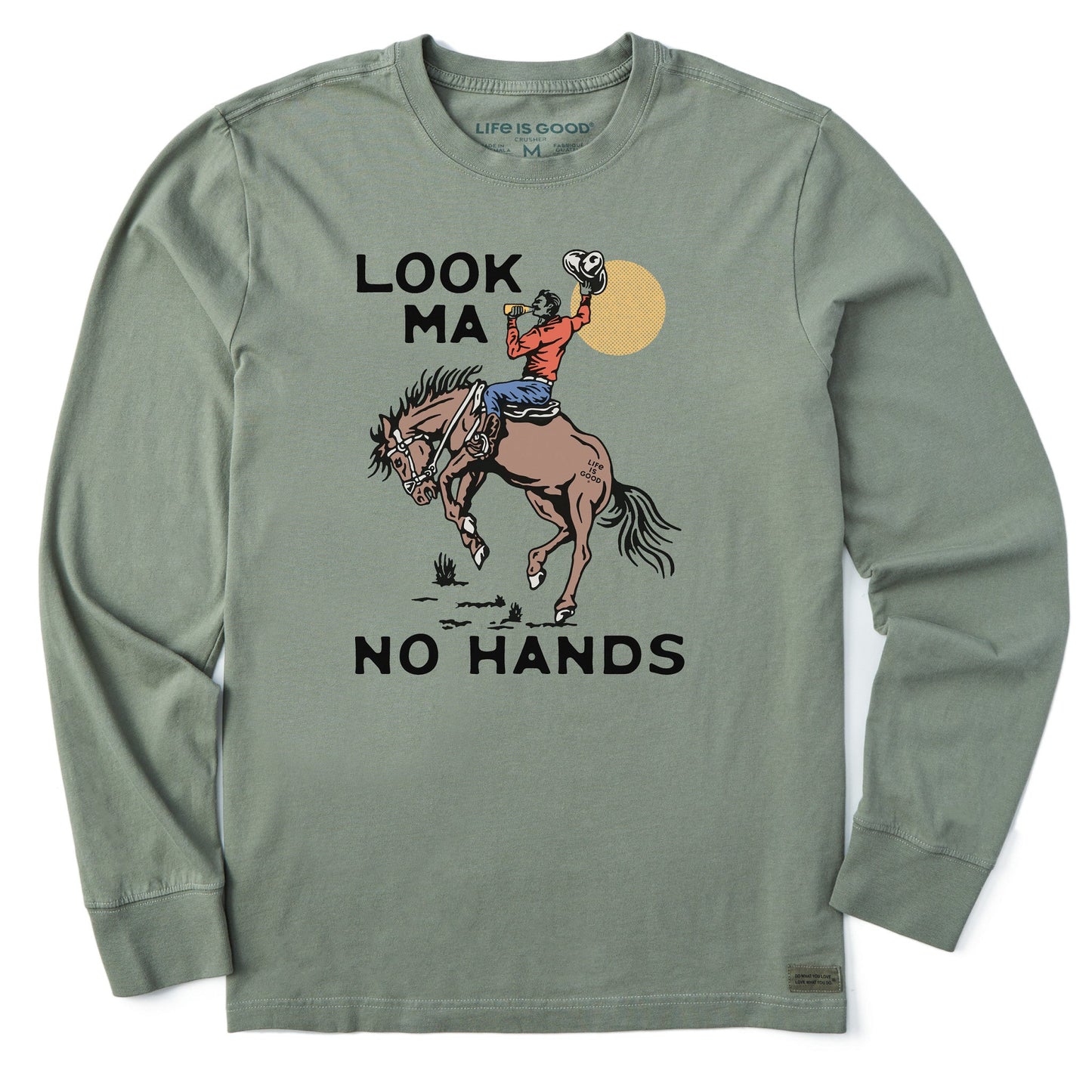 Men's Look Ma No Hands Cowboy Long Sleeve Crusher Tee