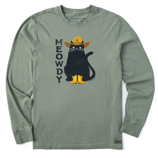Men's Meowdy Cowboy Cat Long Sleeve Crusher Tee