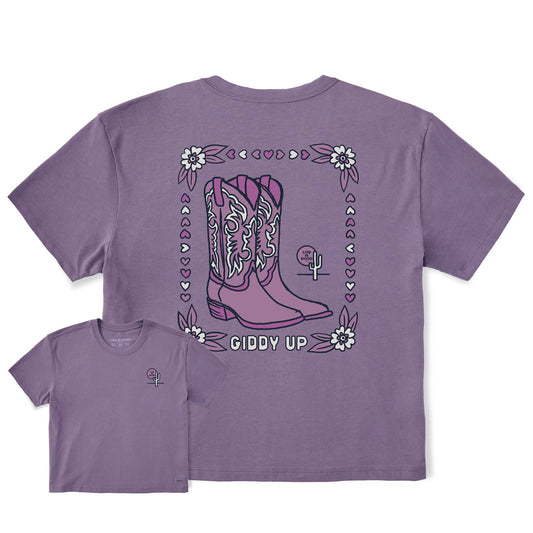 Women's Giddy Up Flora Boots Short Sleeve Crusher Boxy Tee