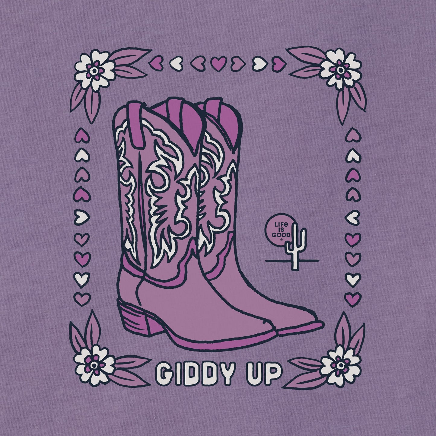 Women's Giddy Up Flora Boots Short Sleeve Crusher Boxy Tee