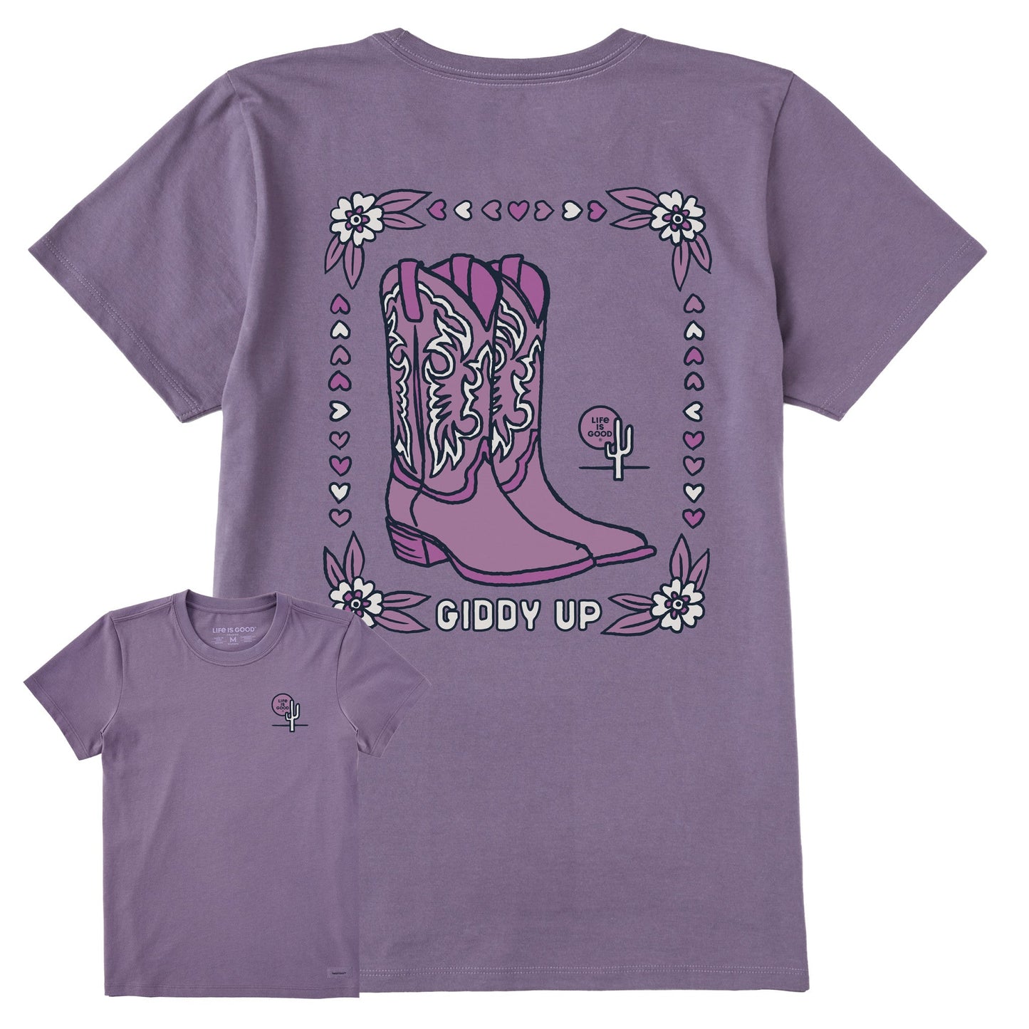 Women's Giddy Up Flora Boots Short Sleeve Crusher Tee