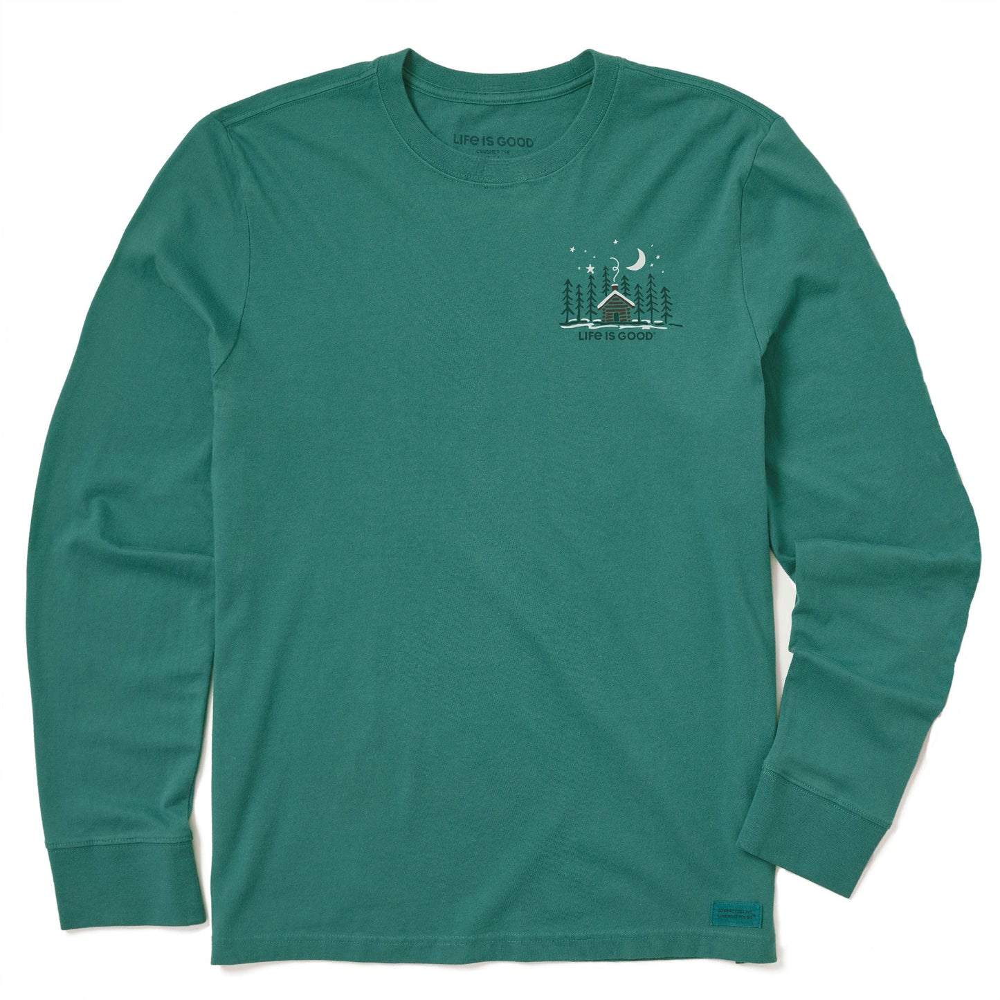 Men's Tiny Snowy Cabin Long Sleeve Crusher Tee