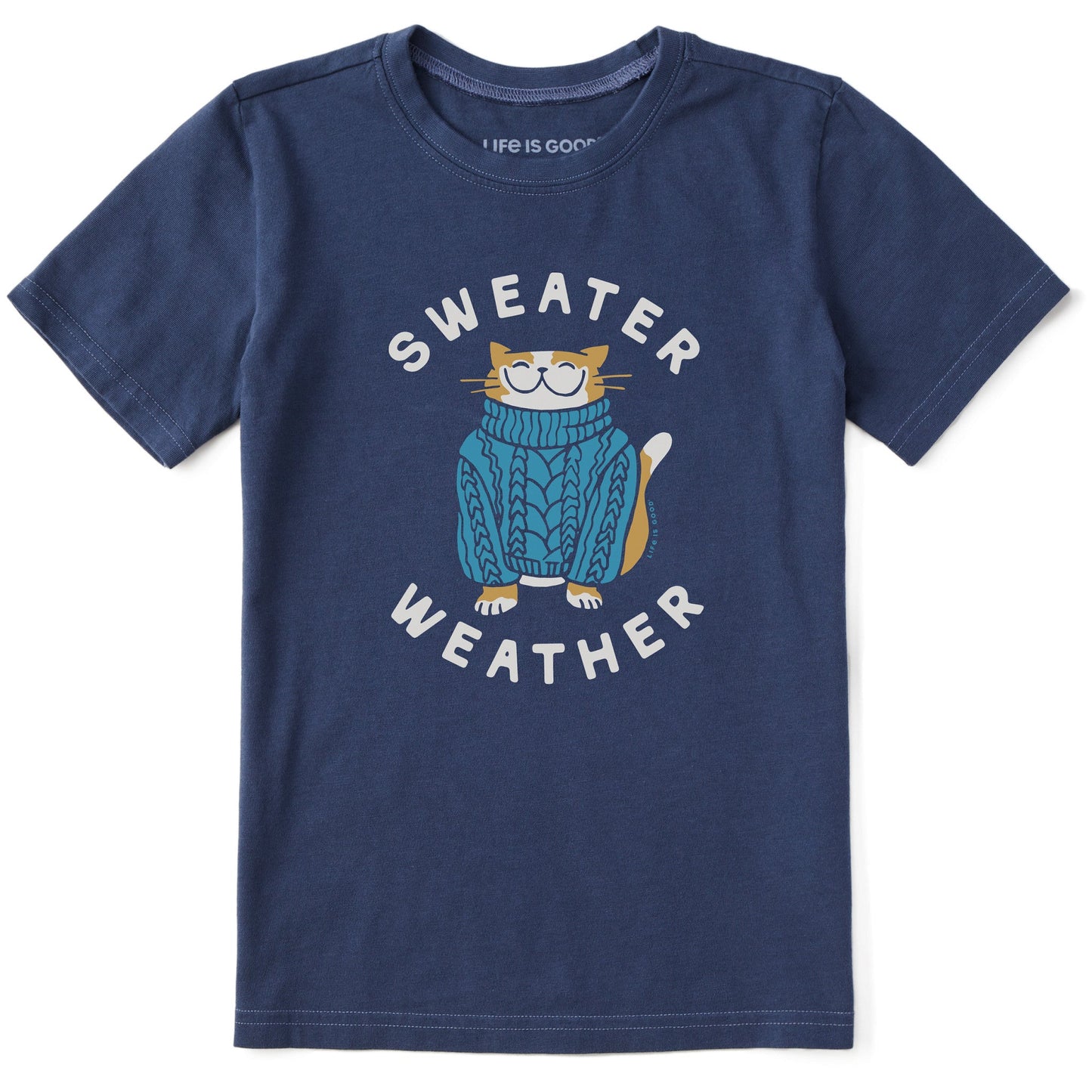 Kids Sweater Weather Cat Short Sleeve Crusher Tee