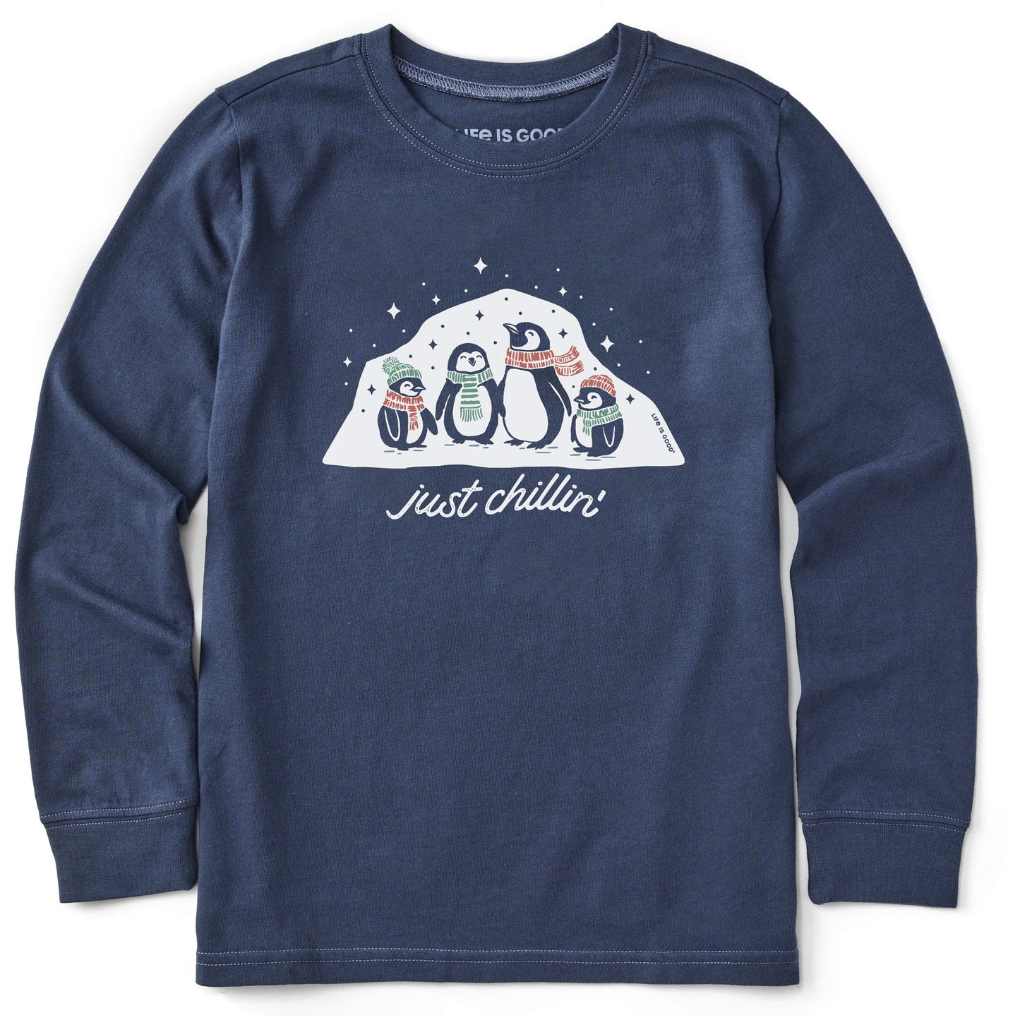 Kids Just Chillin' Penguin Fam Long Sleeve Crusher Tee