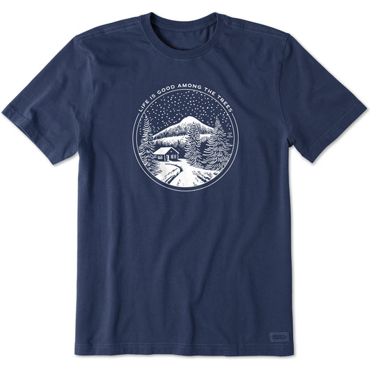 Men's Life is Good Among the Trees Cabin Short Sleeve Crusher Tee