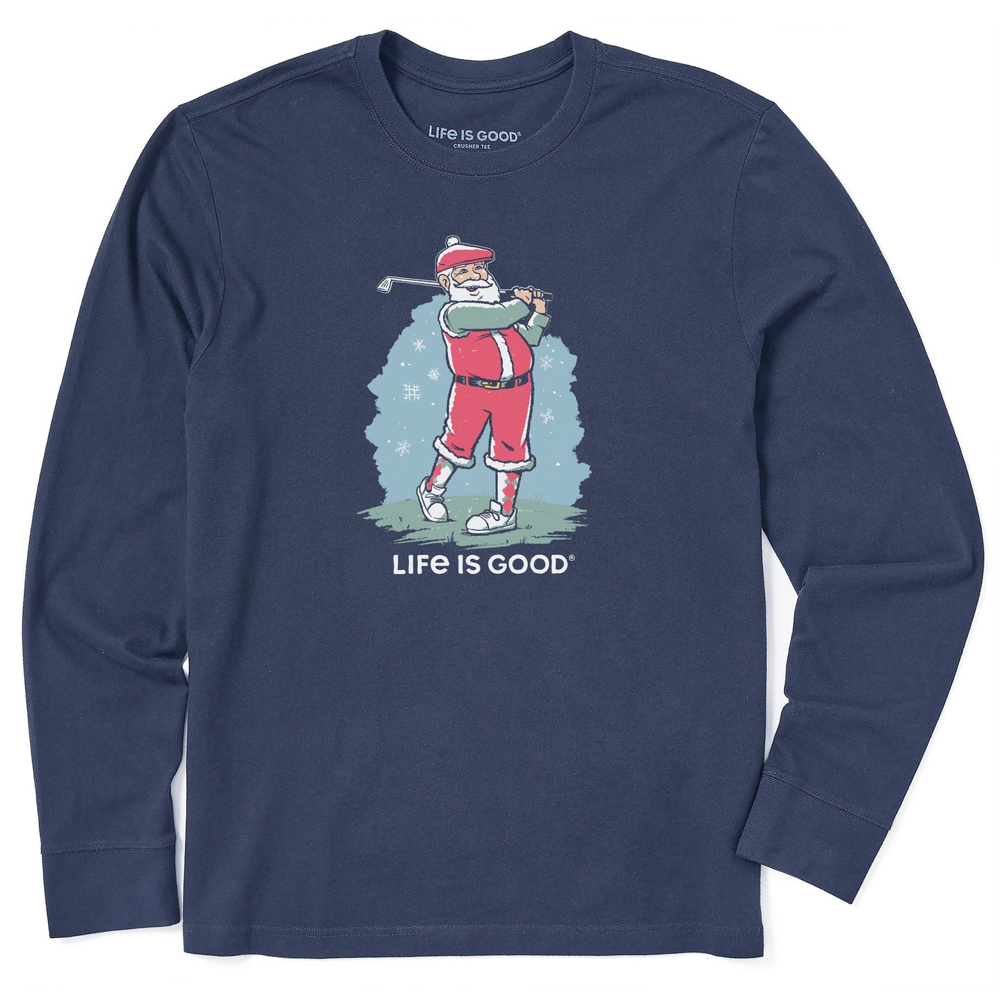 Men's Santa Golfing Long Sleeve Crusher Tee