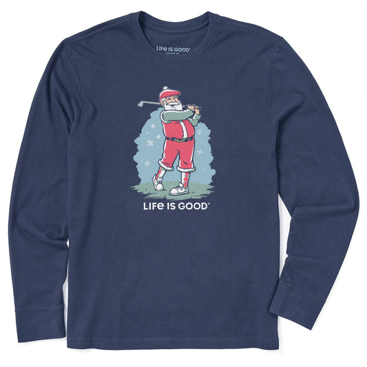 Men's Santa Golfing Long Sleeve Crusher Tee
