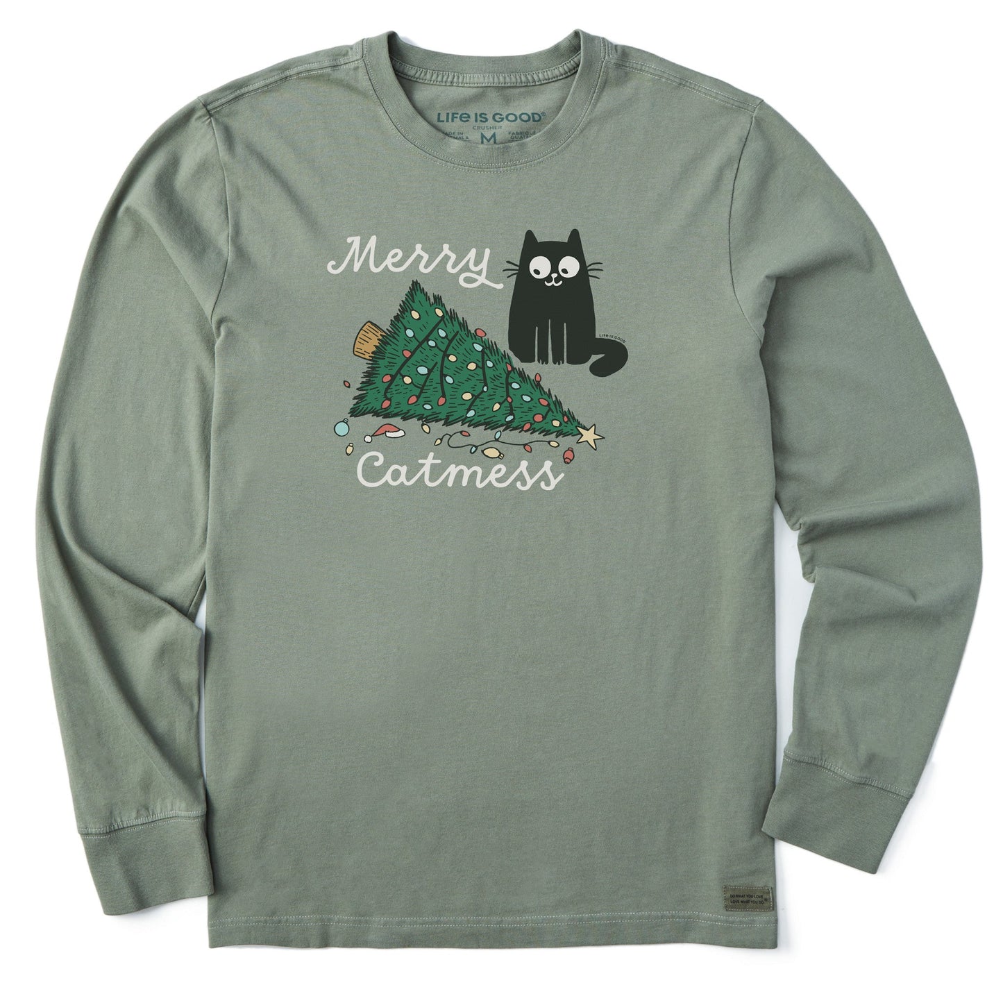 Men's Merry Cat Mess Long Sleeve Crusher Tee