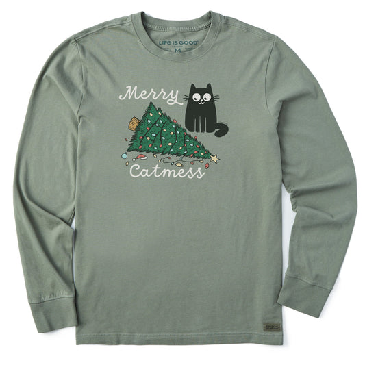 Men's Merry Cat Mess Long Sleeve Crusher Tee