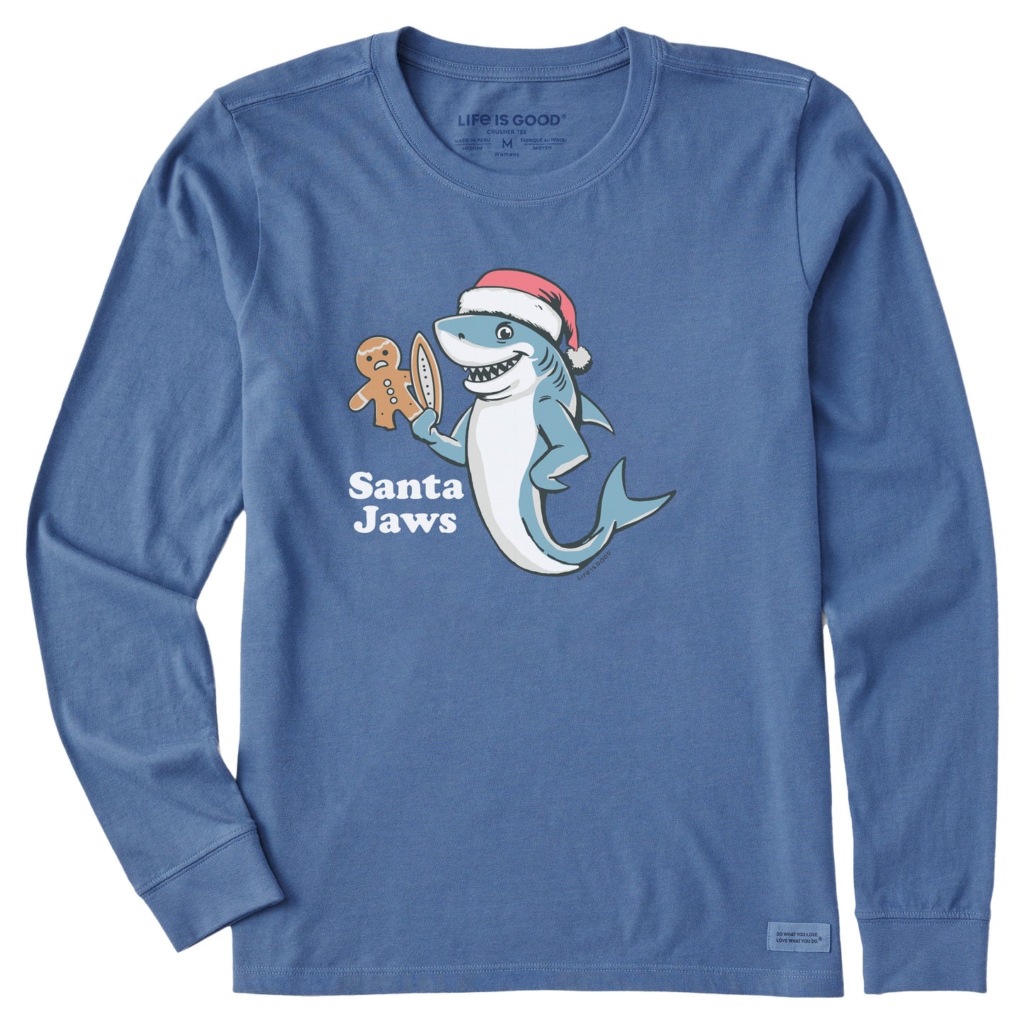 Women's Santa Jaws Shark Long Sleeve Crusher Tee