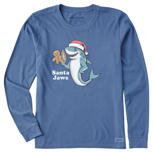 Women's Santa Jaws Shark Long Sleeve Crusher Tee