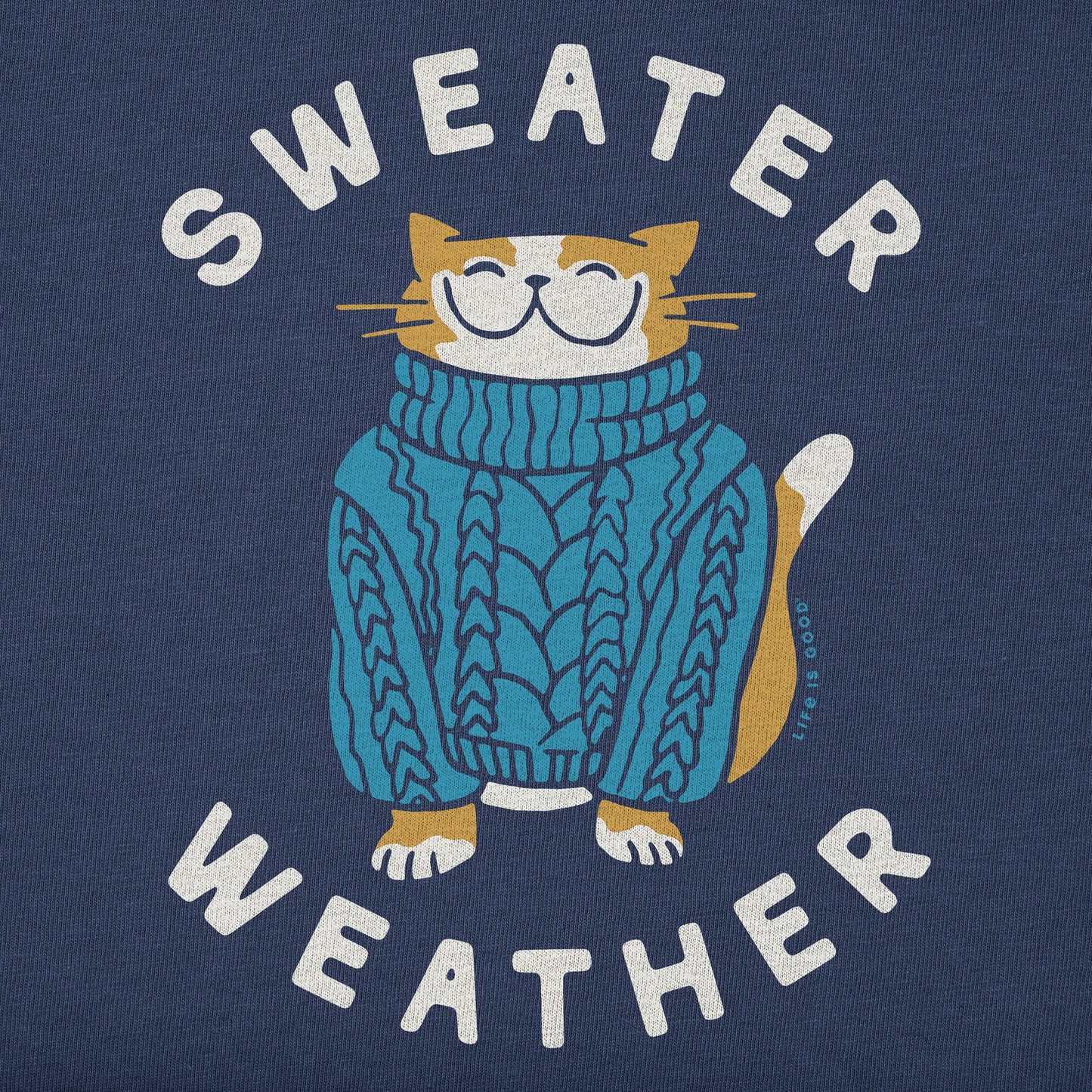 Women's Sweater Weather Cat Long Sleeve Crusher Tee