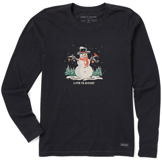 Women's Christmas Snowman Long Sleeve Crusher Tee