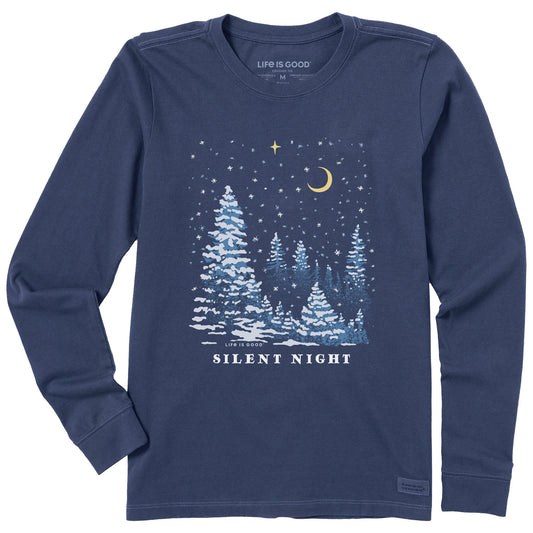 Women's Silent Snowy Night Long Sleeve Crusher Tee