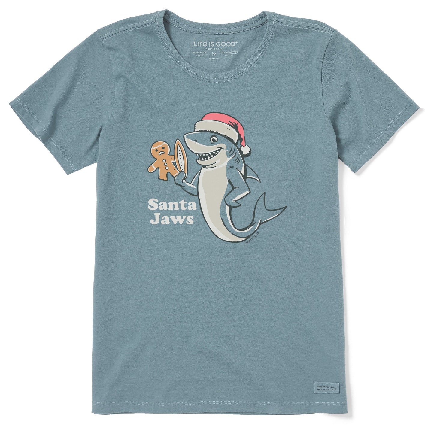 Women's Santa Jaws Shark Short Sleeve Crusher Tee