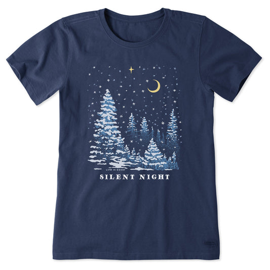Women's Silent Snowy Night Short Sleeve Crusher Tee