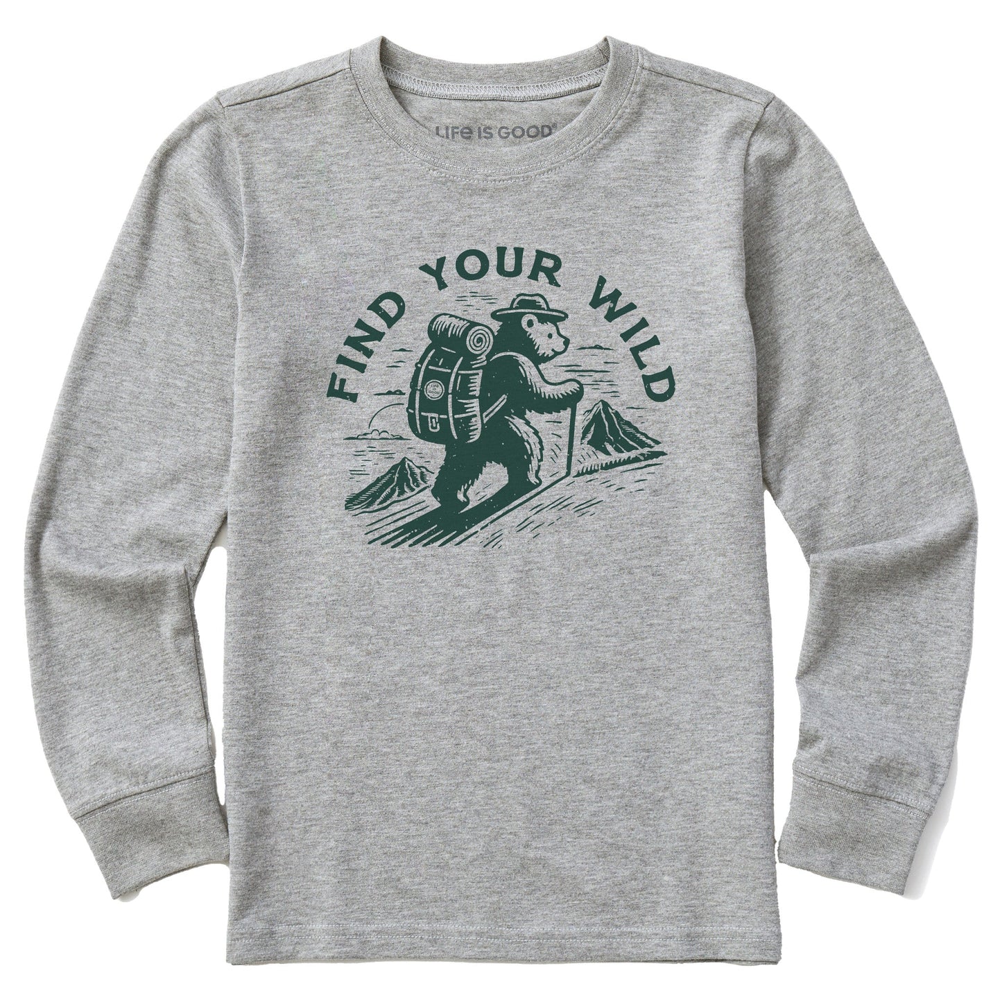 Kids Find Your Wild Bear Long Sleeve Crusher Tee