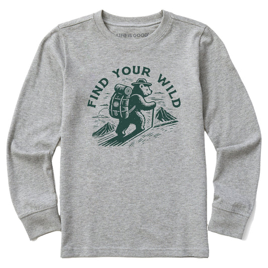 Kids Find Your Wild Bear Long Sleeve Crusher Tee
