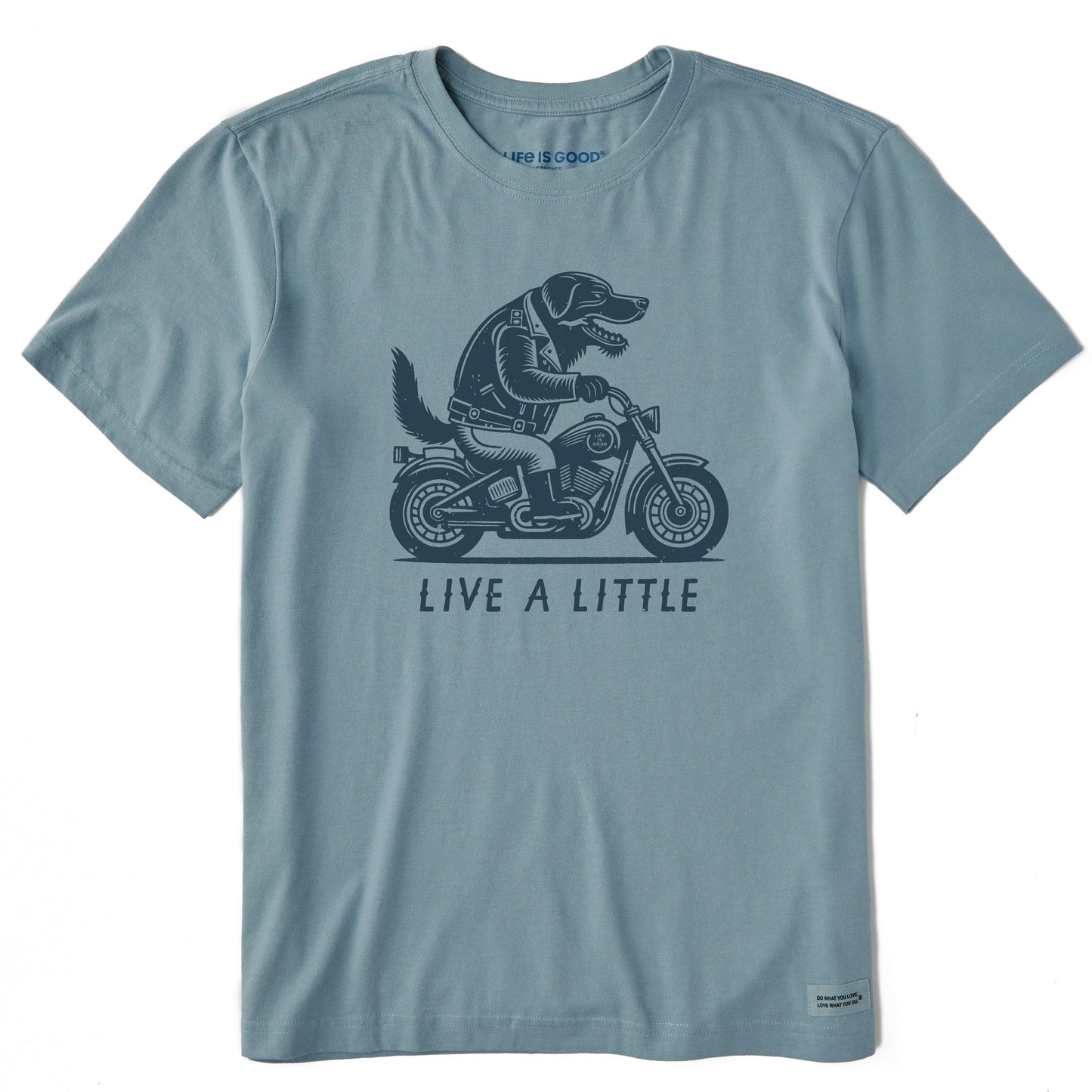 Men's Live A Little Biker Dog Short Sleeve Crusher Tee